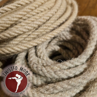 Natural fibers of 6mm wool bondage rope coiled neatly for versatile use in bondage and tying techniques