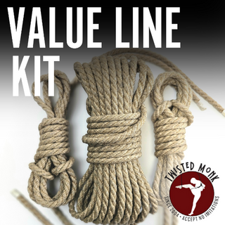 The Twisted Monk bondage rope value kit featuring three durable ropes for various tying techniques