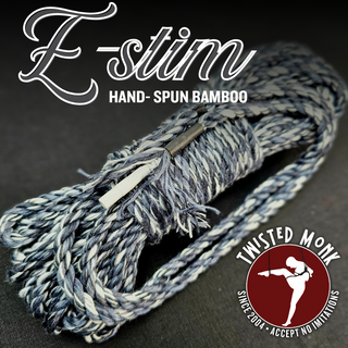 E-Stim bamboo rope from The Twisted Monk, hand-spun and designed for unique bondage experiences