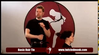 Digital download for hair bondage basics featuring a demonstration of a basic hair tie technique