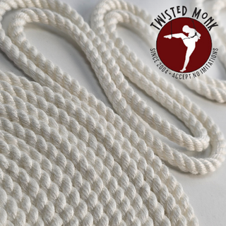 Ivory hand-spun bamboo rope by The Twisted Monk, perfect for crafting and bondage applications
