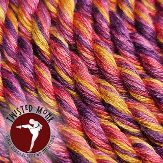 Vibrant sunset bamboo rope for bondage featuring rich colors by The Twisted Monk