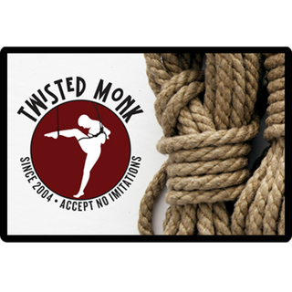 Twisted Monk gift card featuring logo and rope design for unique gifting options