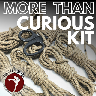 The Twisted Monk bondage rope kit featuring multiple ropes and safety scissors for secure play