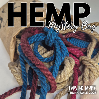 Hemp Mystery Bag of ethical bondage rope in various colors for versatile knotting and creative use
