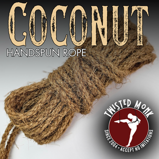 Handspun coconut rope from The Twisted Monk, showcasing its natural texture and unique craftsmanship