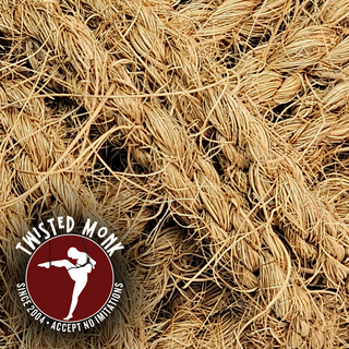 Close-up of handspun coconut rope by The Twisted Monk, showcasing its natural texture and quality