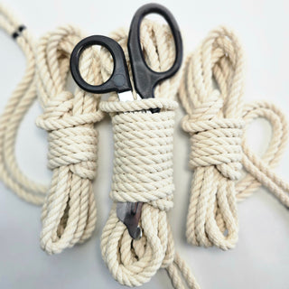 White curiosity cotton rope kit with scissors, perfect for DIY projects and creative crafting
